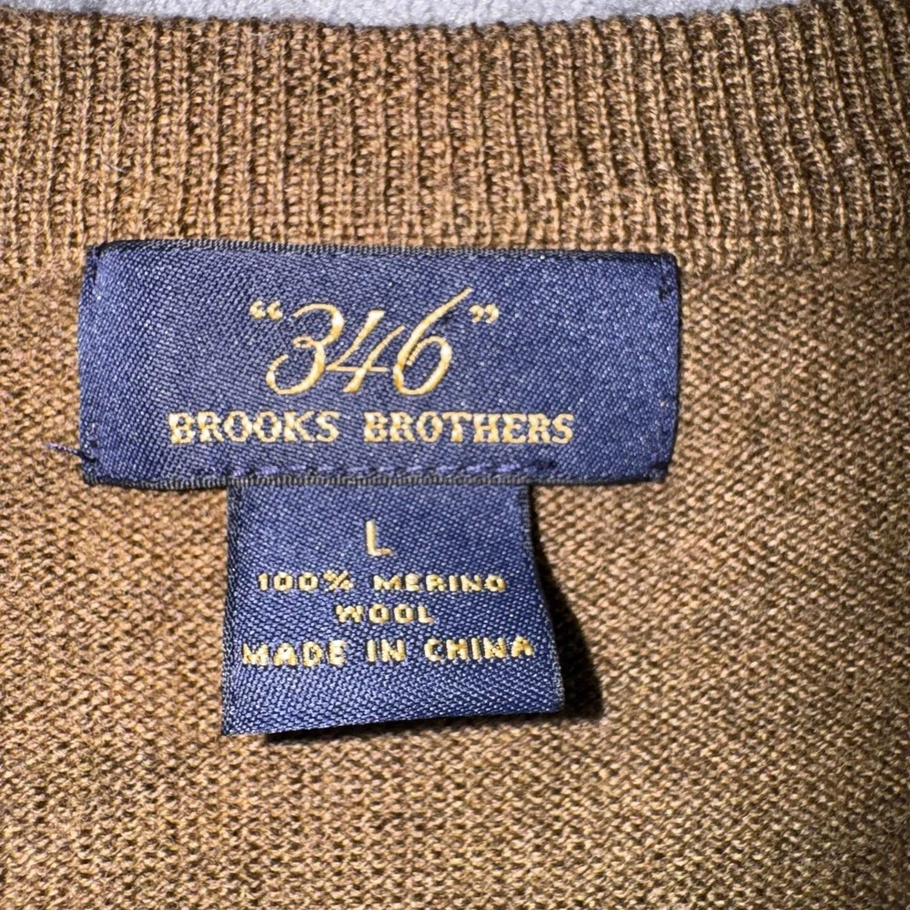 Brooks Brothers 346 Mens Large Brown 100% Merino Wool V-Neck Sweater Vest